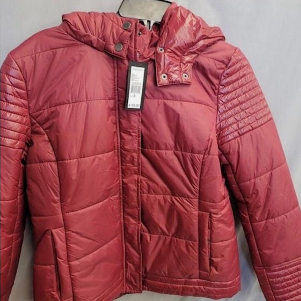 NWT Unisex Kenneth Cole Red Puffer Jacket Size S Perfect for Winter